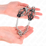 Kink - Japanische Kleeblatt-Nippelklammern mit Kette Silber 30 cm