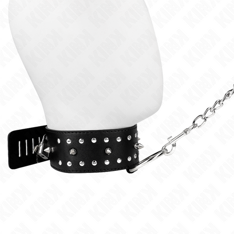 Kink - Halskette mit Leine 65 cm mit Silbernen Nieten Modell 1 Verstellbar 36-43 cm x 5 cm