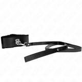 Kink - Halskette mit Leine 116 cm mit Silbernen Nieten Modell 4 Schwarz Verstellbar 40-48 cm x 6 cm