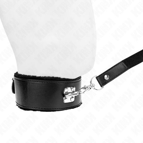 Kink - Halskette mit Leine 116 cm mit Silbernen Nieten Modell 4 Schwarz Verstellbar 40-48 cm x 6 cm