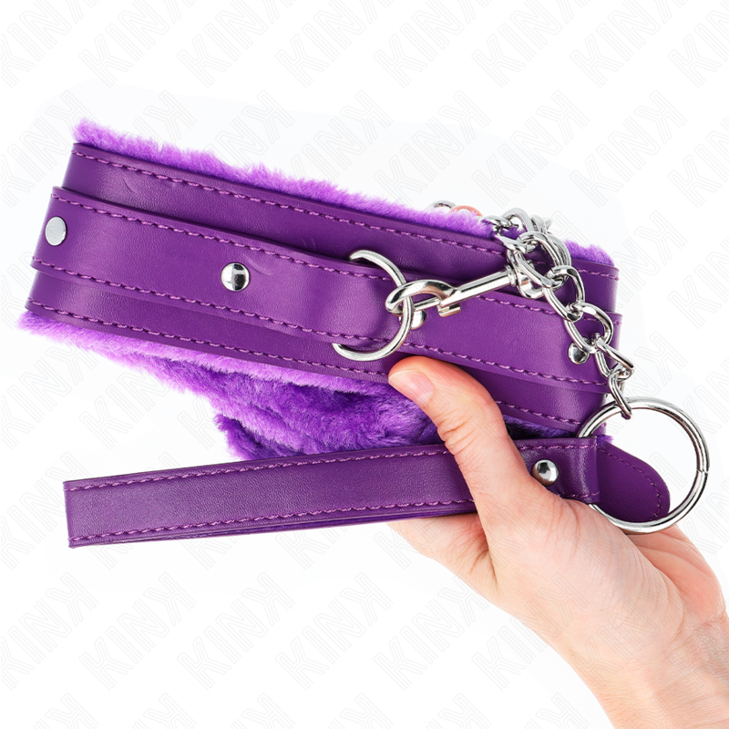 Kink - Halsband mit Leine 65 cm mit Einschränkungen Lila 36-42 cm x 5,5 cm