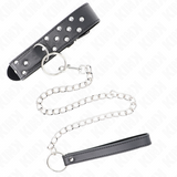 Kink - Ring Nieten Band Halskette mit Gürtel 65 cm Schwarz Verstellbar 36-50 cm x 3,8 cm