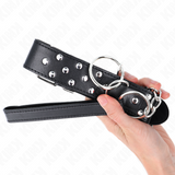 Kink - Ring Nieten Band Halskette mit Gürtel 65 cm Schwarz Verstellbar 36-50 cm x 3,8 cm