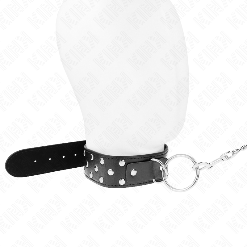 Kink - Ring Nieten Band Halskette mit Gürtel 65 cm Schwarz Verstellbar 36-50 cm x 3,8 cm
