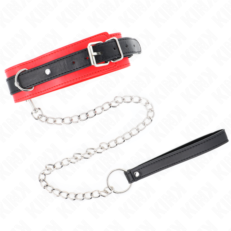 Kink - Basismodell Halsband mit Leine 65 cm Modell 3 Rot 53 x 5 cm