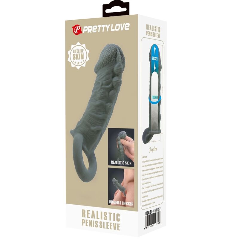 Pretty Love - Realistischer Penisvergrösserer und Verzögerungshülse Grau