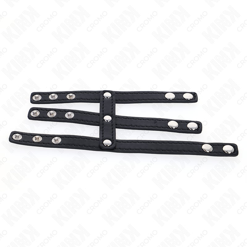 Kink - Dreifach Leder Penisring mit Druckverschluss
