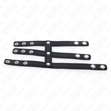Kink - Dreifach Leder Penisring mit Druckverschluss