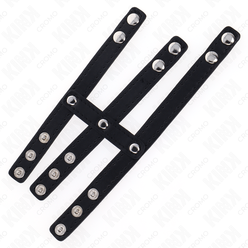 Kink - Dreifach Leder Penisring mit Druckverschluss