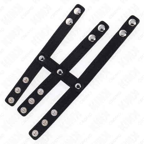 Kink - Dreifach Leder Penisring mit Druckverschluss
