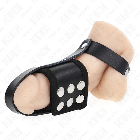Kink - Peniskäfigring aus Leder mit Verstellbarem Beschichtetem Hockentrennergurt