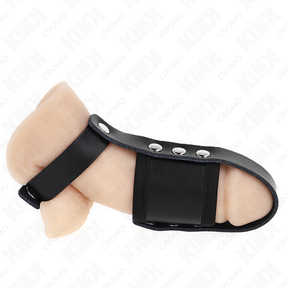 Kink - Peniskäfigring aus Leder mit Verstellbarem Beschichtetem Hockentrennergurt