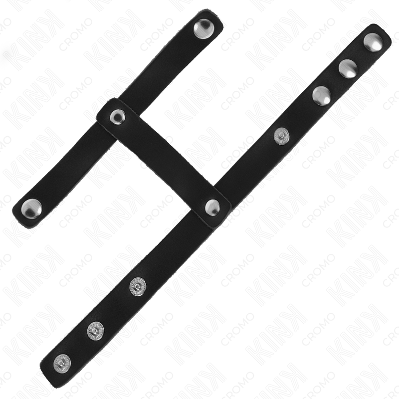 Kink - Verstellbarer Penisring aus Leder und Hodenteilgurt