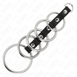 Kink - 5 Metall Penisringe 3,2 cm Bis 5 cm Durch Leder Verbunden