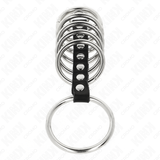 Kink - 7 Penisringe aus Metall 3,2 cm Bis 5 cm Durch Leder Verbunden