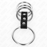 Kink - 4 Metall Penisringe 3,7 cm Bis 5 cm Durch Leder Verbunden
