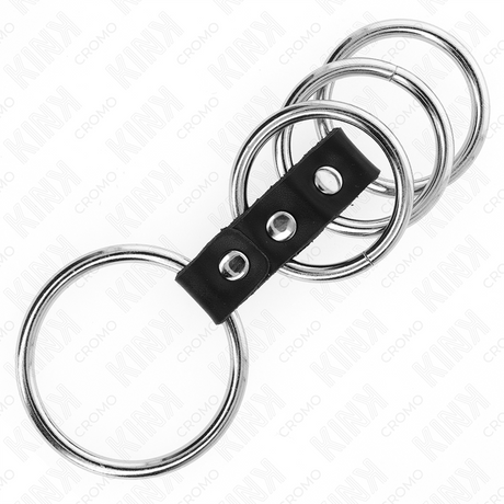 Kink - 4 Metall Penisringe 3,7 cm Bis 5 cm Durch Leder Verbunden
