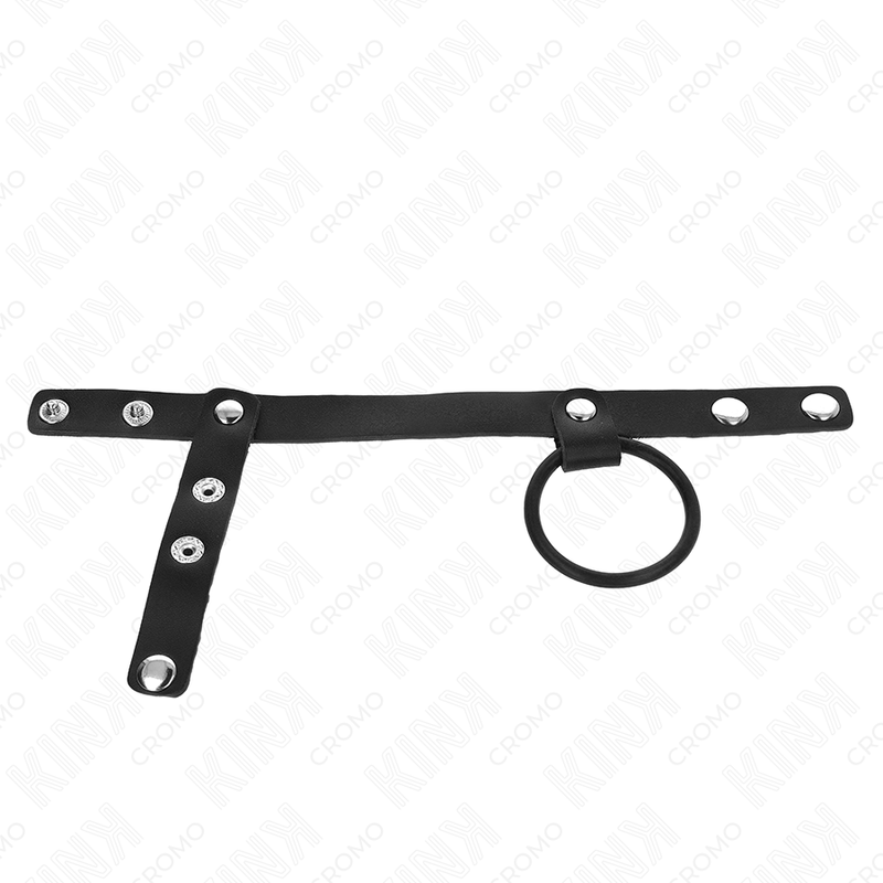 Kink - Penisring aus Silikon 3,8 cm mit Hohem Teiler und Lederband 22 x 1,5 cm