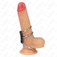 Kink - Dreifach Metall Penisring 3,7 cm Bis 5 cm mit Leder Verbunden
