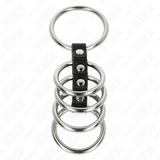 Kink - 5 Penisringe 3,7 cm Bis 5 cm Metall Durch Leder Verbunden