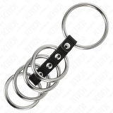 Kink - 5 Penisringe 3,7 cm Bis 5 cm Metall Durch Leder Verbunden