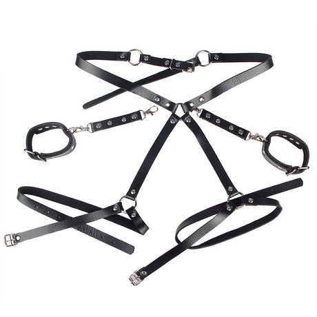 Subblime - 953690 Handschellen mit Bondage-Gürtel Schwarz Eine Grösse