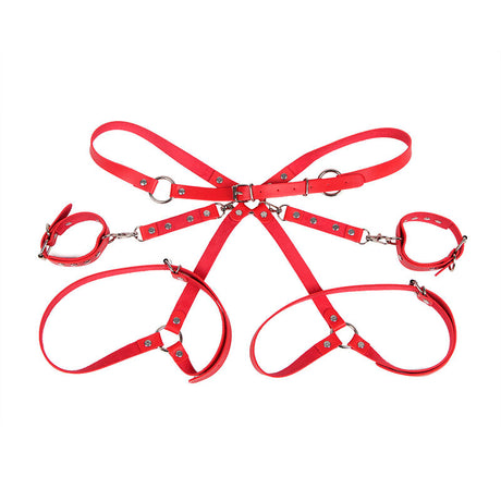 Subblime - 953706 Handschellen mit Bondage-Gürtel Rot Eine Grösse