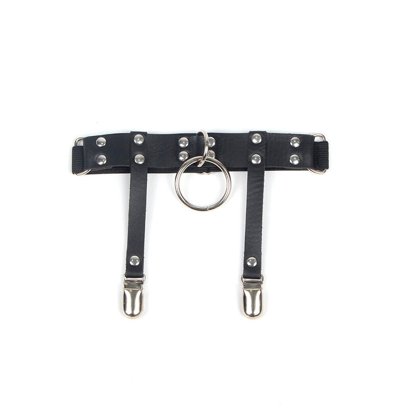 Subblime - 953744 Verstellbares Punk-Strumpfhose aus Leder Schwarz Eine Grösse