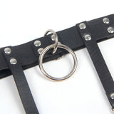 Subblime - 953744 Verstellbares Punk-Strumpfhose aus Leder Schwarz Eine Grösse
