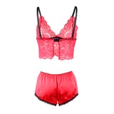 Subblime - 953898 Nachthemd + Höschen aus Seide und Spitze Rot S/M