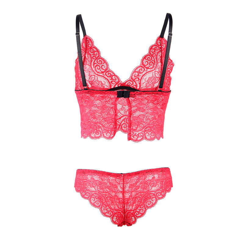Subblime - 953898 Nachthemd + Höschen aus Seide und Spitze Rot S/M