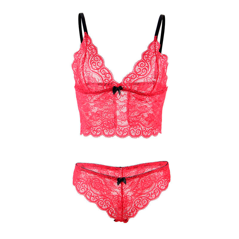 Subblime - 953904 Nachthemd + Höschen aus Seide und Spitze Rot L/XL