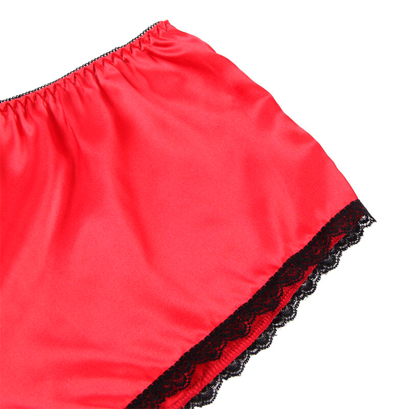 Subblime - 953904 Nachthemd + Höschen aus Seide und Spitze Rot L/XL