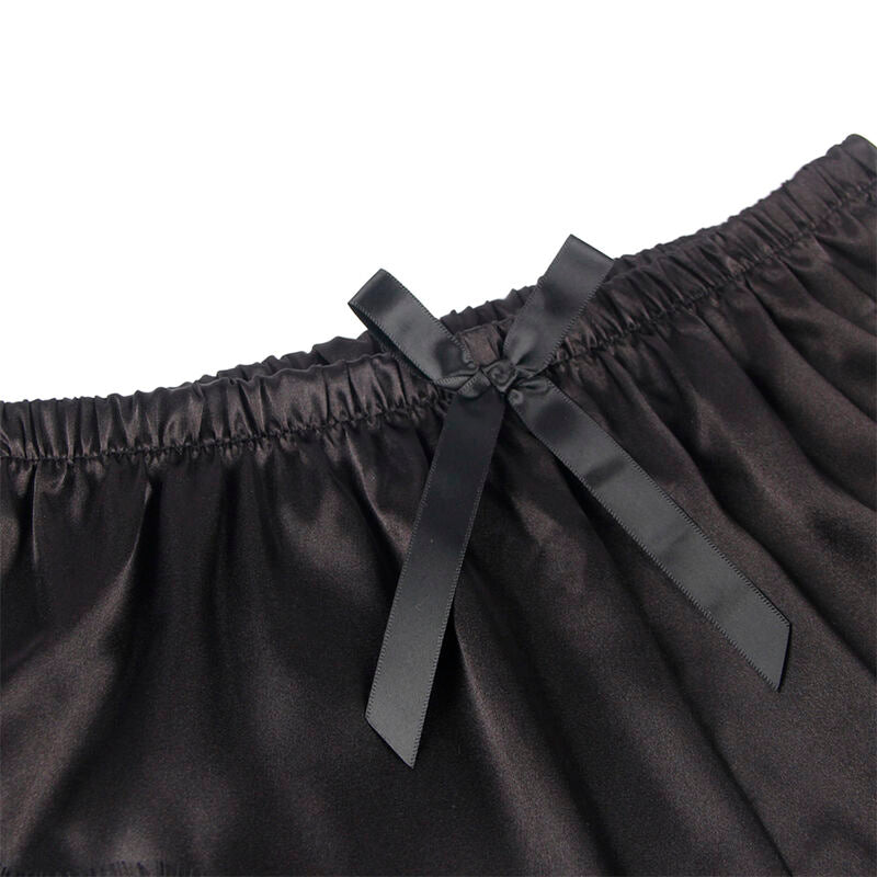 Subblime - 953935 Lässige Seidennachthemd + Spitzenhose Schwarz S/M