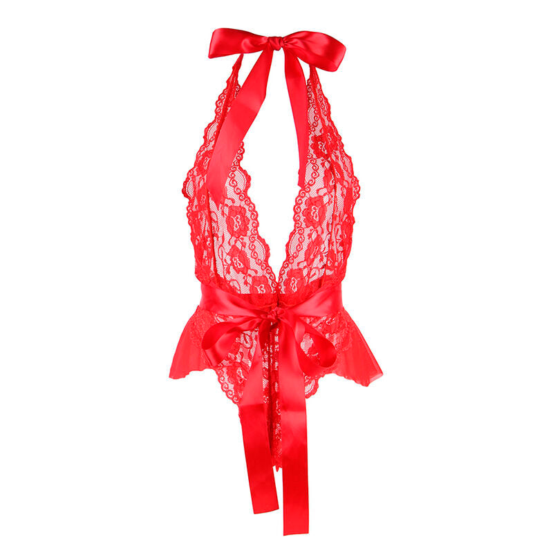Subblime - 953973 Sexy Body mit Rüschen + Gürtel Rot S/M