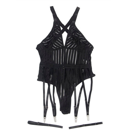 SUBBLIME - 954147 BODY MIT STRUMPFGÜRTEL SCHWARZ S/M