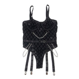 Subblime - 9542277 Body mit Ketten + Strumpfgürtel Schwarz L/XL