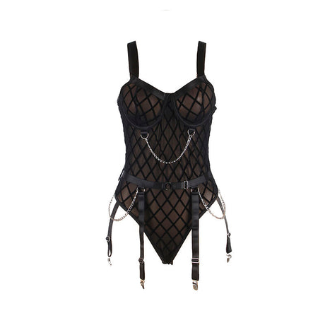Subblime - 9542277 Body mit Ketten + Strumpfgürtel Schwarz L/XL