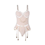 Subblime - 954284 Körper mit Ketten + Strumpfgürtel Weiss S/M