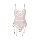 Subblime - 954291 Body mit Ketten + Strumpfgürtel Weiss L/XL