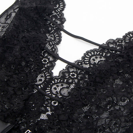 SUBBLIME - 954390 SEXY BODY MIT STRUMPFGÜRTEL SCHWARZ L/XL