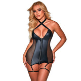 Subblime - 954451 Sexy Mesh Kleid Leder Schwarz L/XL