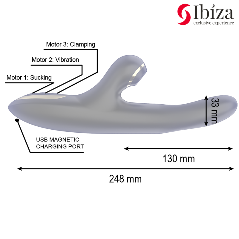 Ibiza - Doppelvibrator Klemme Schwarz