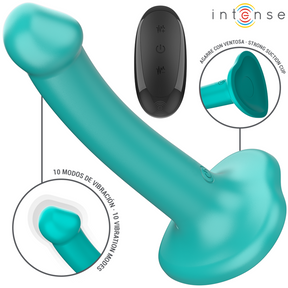 Intense - Katie Vibrator mit Saugnäpfen 10 Vibrationen Blau Fernbedienung