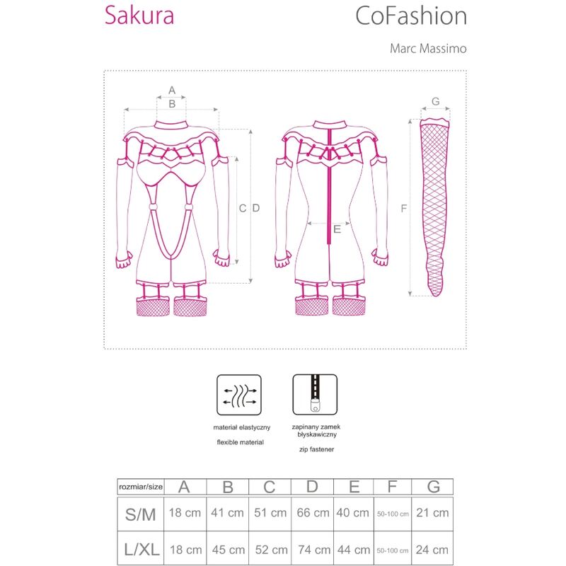 Livco Corsetti Fashion - Sakura Cf 90357 Jumpsuit + Lange Handschuhe + Strumpfgürtel Schwarz S/M