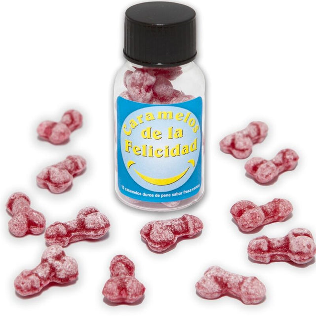 Diablo Picante ? Glas mit 12 Erdbeer-/Kirsch-Bonbons in Penisform