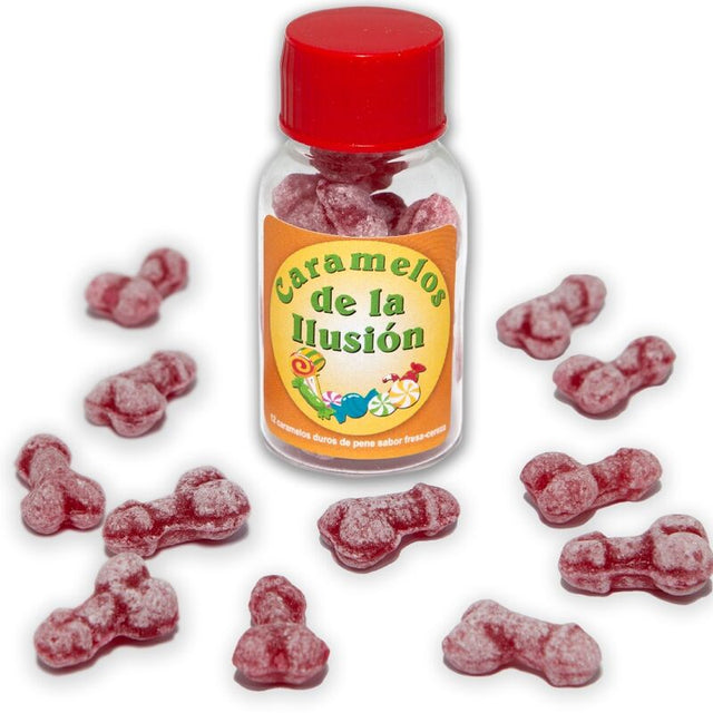 Diablo Picante - 12 Penisförmige Illusionsbonbons Erdbeere/Kirsche