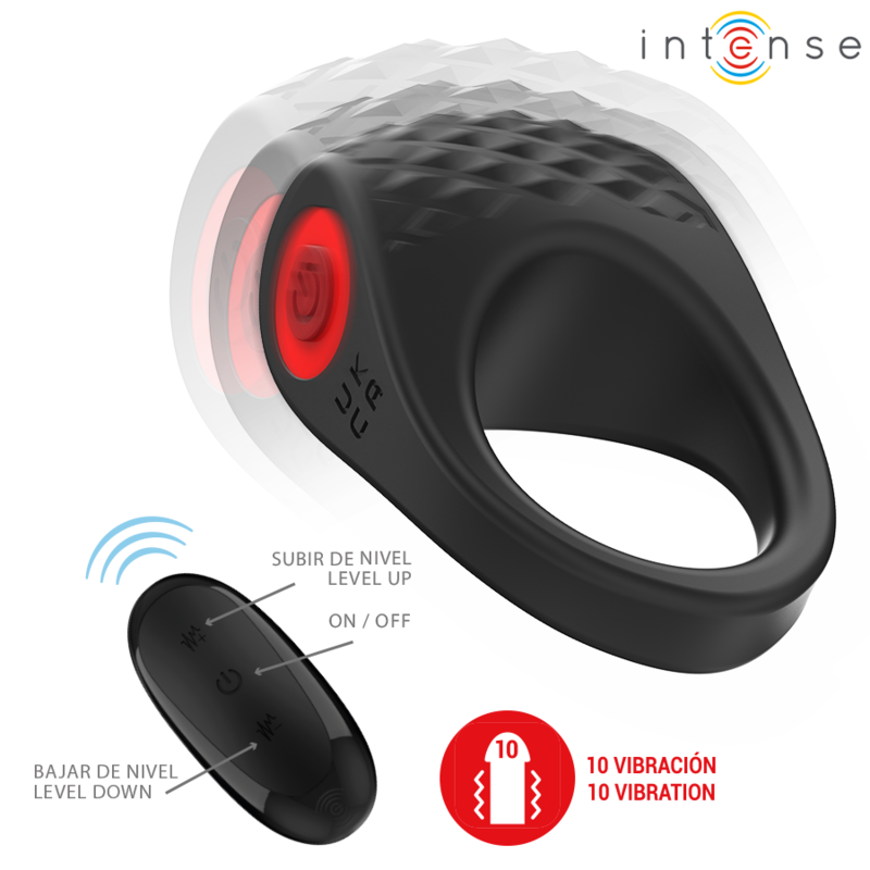 Intense - Clover Vibrator Penisring 10 Vibrationen Schwarz