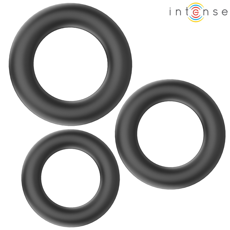 Intense - Hugh 3 Basic Penisringe aus Silikon Schwarz
