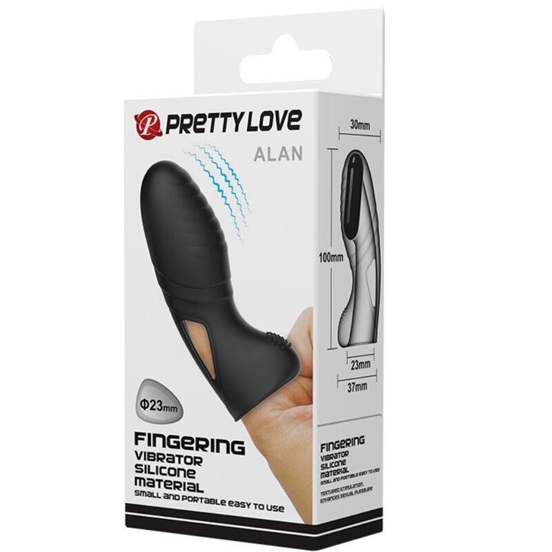 Pretty Love - Alan Silikon-Fingervibrator Schwarz